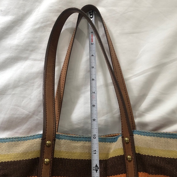 FOSSIL ZOEY BLUE,WHITE MULTI-STRIPES CANVAS TOTE,SHOULDER+HAND BAG,PURSE - Picture 9 of 16